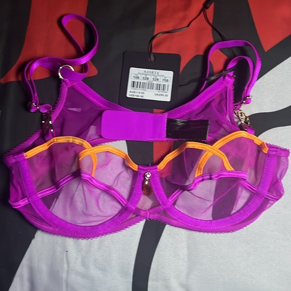‼️NEW‼️Honey Birdette SASKIA Magenta Neon Bronze Color 32B Bra - Picture 6 of 6